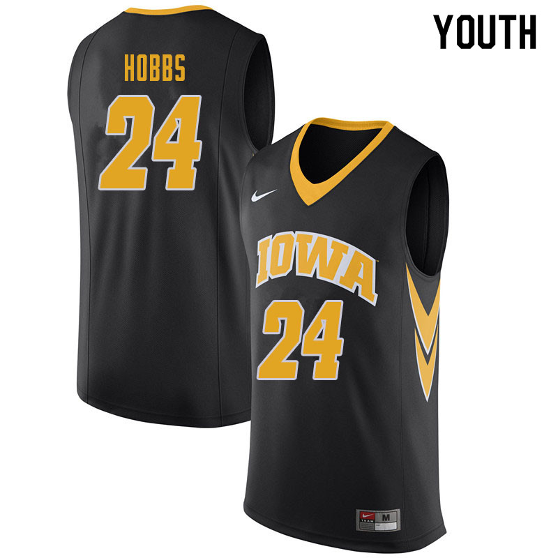 Youth #24 Nicolas Hobbs Iowa Hawkeyes College Basketball Jerseys Sale-Black
